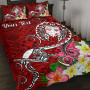 Fiji Custom Personalised Quilt Bed Set - Turtle Plumeria (Red) 3
