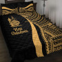 New Caledonia Quilt Bet Set - Gold Polynesian Tentacle Tribal Pattern 1