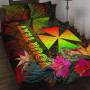 Wallis and Futuna Polynesian Personalised Quilt Bed Set - Hibiscus and Banana Leaves 1