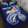 Guam Personalised Quilt Bed Set - Guam Seal Polynesian Patterns Plumeria (Blue) 1