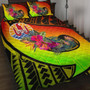 Tahiti Quilt Bed Set - Polynesian Hook And Hibiscus (Raggae) 1