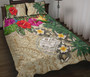 Marshall Islands Polynesian Quilt Bed Set - Hibiscus Turtle Tattoo Beige 1