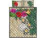 Marshall Islands Polynesian Quilt Bed Set - Hibiscus Turtle Tattoo Beige 5