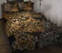 Tonga Polynesian Quilt Bed Set - Gold Turtle Flowing 1