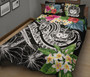 Polynesian Samoa Quilt Bed Set - Summer Plumeria (Black) 2