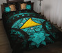 Tokelau Polynesian Quilt Bed Set Hibiscus Turquoise 1