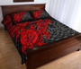 Tahiti Polynesian Quilt Bed Set - Tahiti Flag & Red Turtle Hibiscus Premium 3