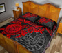 Tahiti Polynesian Quilt Bed Set - Tahiti Flag & Red Turtle Hibiscus Premium 4