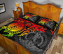 Vanuatu Polynesian Quilt Bed Set - Vanuatu Coat Of Arms & Reggae Turtle Hibiscus 4