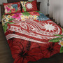 Nauru Polynesian Quilt Bed Set - Summer Plumeria (Red) 1