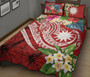 Nauru Polynesian Quilt Bed Set - Summer Plumeria (Red) 2