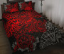 Tahiti Polynesian Quilt Bed Set - Red Turtle Hibiscus Flowing 1