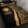 Northern Mariana Islands Quilt Bet Set - Gold Polynesian Tentacle Tribal Pattern 1