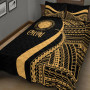 Northern Mariana Islands Quilt Bet Set - Gold Polynesian Tentacle Tribal Pattern 2