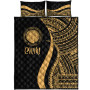 Northern Mariana Islands Quilt Bet Set - Gold Polynesian Tentacle Tribal Pattern 5