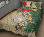 Northern Mariana Islands Polynesian Quilt Bed Set - Hibiscus Turtle Tattoo Beige 2