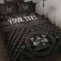 Fiji Personalised Quilt Bed Set - Fiji Seal With Polynesian Tattoo Style ( Black) 1