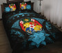 Tonga Polynesian Quilt Bed Set Hibiscus Blue 1