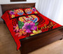 Tahiti Polynesian Quilt Bed Set - Floral With Seal Red 3
