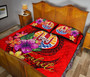 Tahiti Polynesian Quilt Bed Set - Floral With Seal Red 4