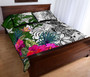 New Caledonia Quilt Bed Set White - Turtle Plumeria Banana Leaf Crest 3