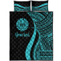 Tahiti Custom Personalised Quilt Bet Set - Turquoise Polynesian Tentacle Tribal Pattern 5