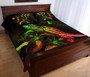 Kosrae Polynesian Quilt Bed Set - Turtle With Blooming Hibiscus Reggae 3