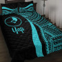 Yap Quilt Bet Set - Turquoise Polynesian Tentacle Tribal Pattern 1