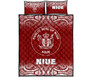 Niue Quilt Bed Set - Niue Coat Of Arms Polynesian Tattoo Fog Red Style 1