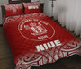 Niue Quilt Bed Set - Niue Coat Of Arms Polynesian Tattoo Fog Red Style 2