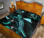 Tokelau Polynesian Quilt Bed Set - Turtle With Blooming Hibiscus Turquoise 4