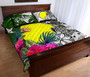 Palau Quilt Bed Set White - Turtle Plumeria Banana Leaf 3