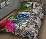 Samoa Quilt Bed Set White - Turtle Plumeria Banana Leaf 2