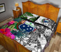 Samoa Quilt Bed Set White - Turtle Plumeria Banana Leaf 4