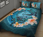 Vanuatu Polynesian Quilt Bed Set - Blue Plumeria Animal Tattoo 2