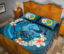 Vanuatu Polynesian Quilt Bed Set - Blue Plumeria Animal Tattoo 4