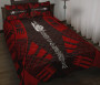 New Caledonia Quilt Bed Set - New Caledonia Coat Of Arms & Polynesian Red Tattoo Style 2