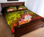 Kosrae Quilt Bed Set - Humpback Whale with Tropical Flowers (Yellow) 3