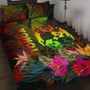 Tonga Polynesian Quilt Bed Set - Hibiscus and Banana Leaves 1