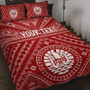 Tahiti Personalised Quilt Bed Set - Tahiti Seal In Polynesian Tattoo Style (Red) 1