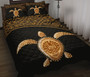 Tahiti Polynesian Quilt Bed Set - Tahiti Flag Turtle Gold Curve Style 2