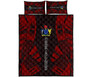 Cook Islands Quilt Bed Set - Cook Islands Coat Of Arms & Polynesian Red Tattoo Style2 1