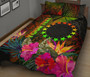 Cook Islands Polynesian Personalised Quilt Bed Set - Hibiscus and Banana Leaves 2