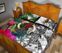 Vanuatu Custom Personalised Quilt Bet Set White - Turtle Plumeria Banana Leaf 4