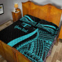 Fiji Custom Personalised Quilt Bet Set - Turquoise Polynesian Tentacle Tribal Pattern 4