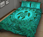 Polynesian Quilt Bed Set - Green Turtle Palm Torquoise Version 2