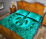 Polynesian Quilt Bed Set - Green Turtle Palm Torquoise Version 4