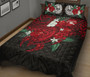 Tahiti Polynesian Quilt Bed Set - Hibiscus and Sea Turtle (Red) 2