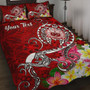 Samoa Custom Personalised Quilt Bed Set - Turtle Plumeria (Red) 1