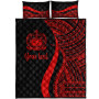 Samoa Custom Personalised Quilt Bet Set - Red Polynesian Tentacle Tribal Pattern 5
